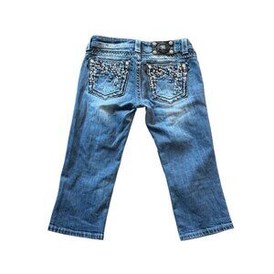 Miss Me Womens Capri Jeans Size 27 Medium Wash With Embellished Pockets